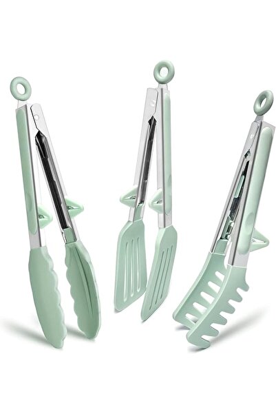 GENERAL 3-Piece 9in Silicone Food Tongs Set Heat Resistant Kitchen Cooking Ut...