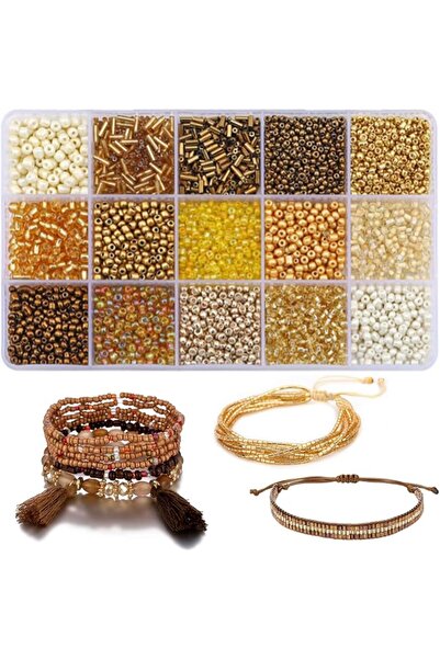 KASTWAVE Mix 15 Color Glass Seed Beads, Mixed Craft Beads,Tube Beads Glass Bu...