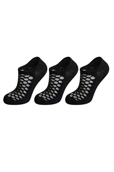 Şerife Hanım 3-Piece Women's Black Mesh Ballerina Socks Low Cut Thin Flexible...