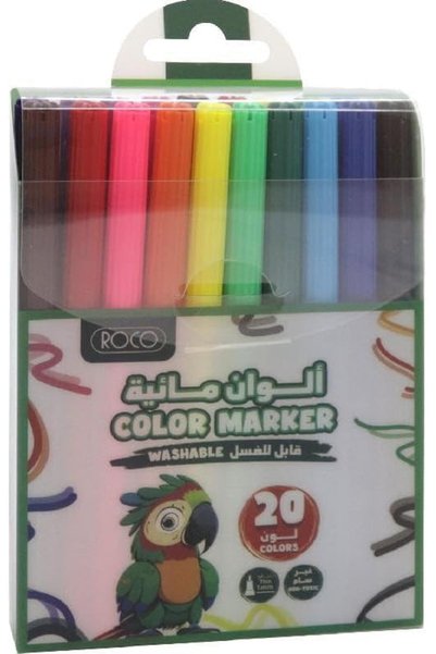 Roco Assorted Colors Washable Marker 20-Pieces Set