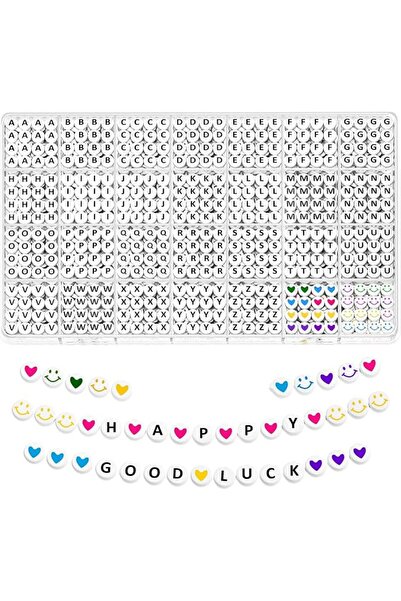KASTWAVE Letter Beads for Jewelry Making, 1400-Piece Preppy Bead Assortment, ...