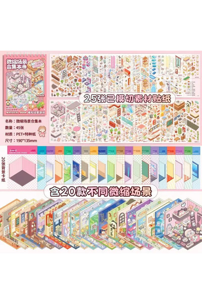 Choice 20pcs in 1 book 20Pcs 20in1 Cartoon Landscape Sticker Book DIY 3D Pock...