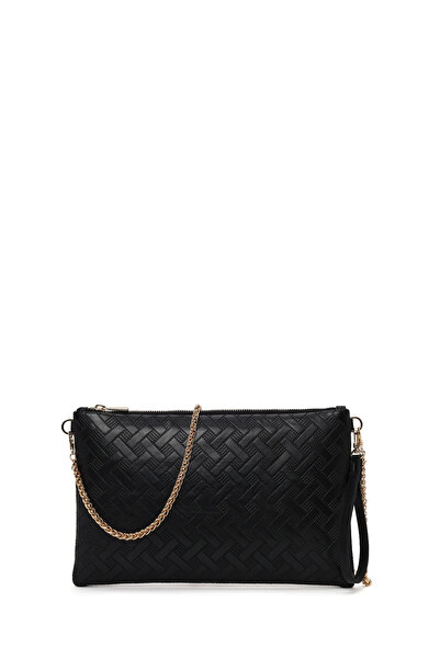 Derimod Women's Black Long Chain Strap Printed Portfolio Bag Wb570009Sb