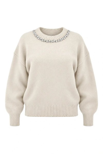 BRGCLOTHING Angora Handcrafted Stone Embroidered Sweater