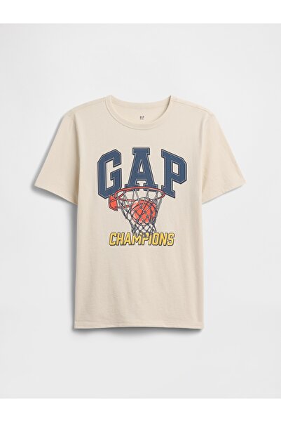 GAP Erkek Çocuk Bej Grafik T-Shirt