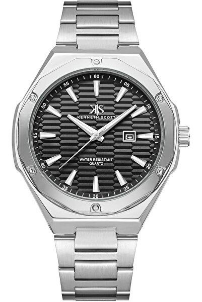 Kenneth Scott Men SL28D Movement Watch, Analog Display and Stainless Steel St...
