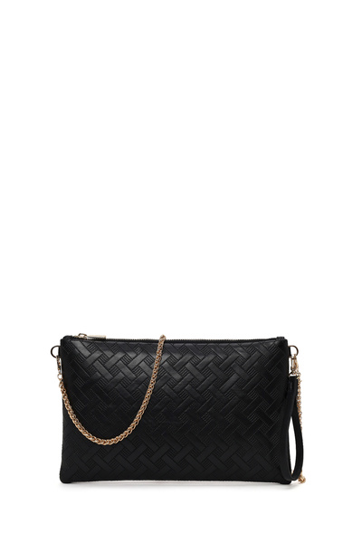 Derimod Women's Black Long Chain Strap Printed Portfolio Bag Wb570008Sb