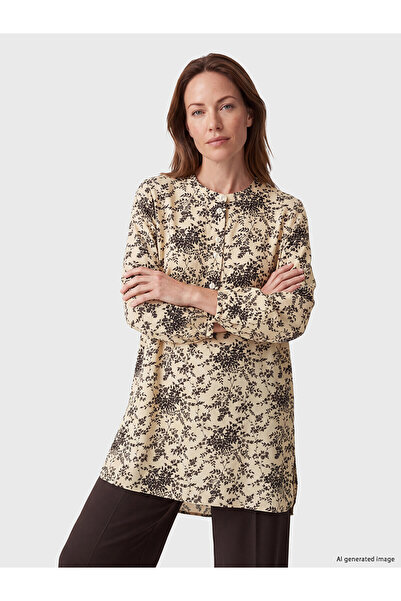 LC Waikiki Nevavm Black Floral Standard & Regular Women's Tunic with a Differ...