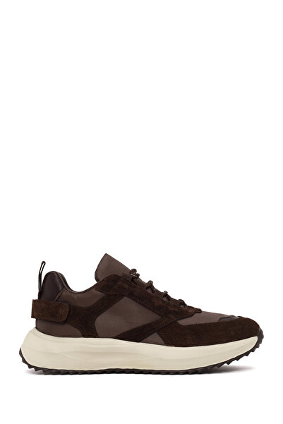 Derimod Women's Brown Lace-Up Thick-Soled Leather Sneaker Af230006Dk
