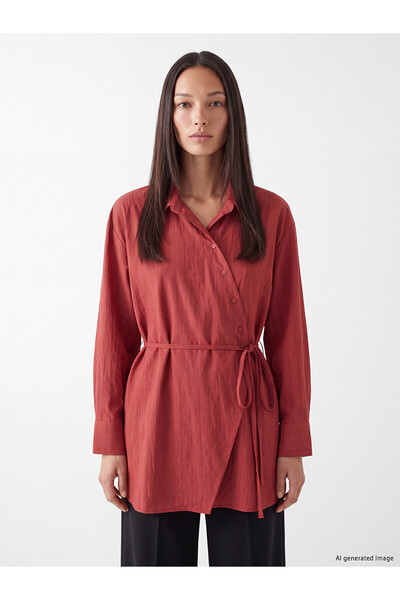 LC Waikiki Nevavm Farkıyla Lcw Everyday Red Dobby Women's Shirt Tunic