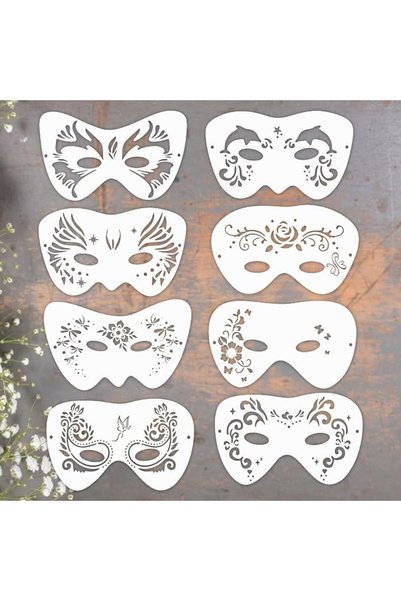 AZONEE 8 PCS Reusable Face Painting Stencils for Kids & Adults, Polyester Res...