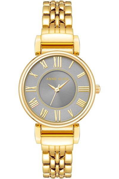 Anne Klein ساعة بسوار للنساء من آن كلاين، تناظري، بمينا فضة، بسوار ذهب