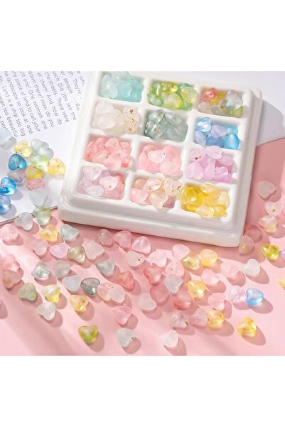 SYOSI 200Pcs Colorful Acrylic Heart Beads – 10mm Cute Aesthetic Beads with Ho...