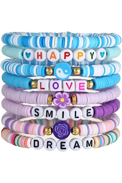 Hannea Bracelet for Girls Stylish Clay Beads Bracelets for Women, 8Pcs Stacka...