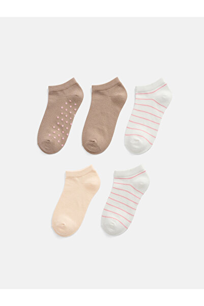 LC Waikiki Nevavm Ecru Patterned 5-Pack Women's Booties Socks with a Difference