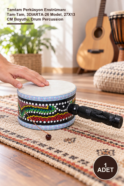 Yenilig 1 Adet Davul – Tamtam Perküsyon Enstrümanı Tam-Tam, 3DIARTA-26 Model, 27X13 CM Boyutlu, Drum Percussion