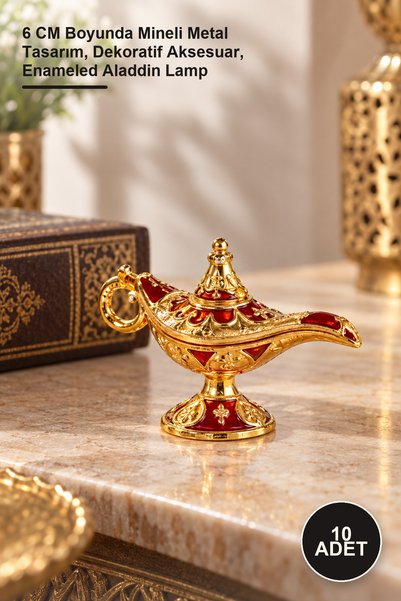 Yenilig 10 Pieces of Enameled Metal Aladdin Lamp – 6 cm Tall Enameled Metal D...
