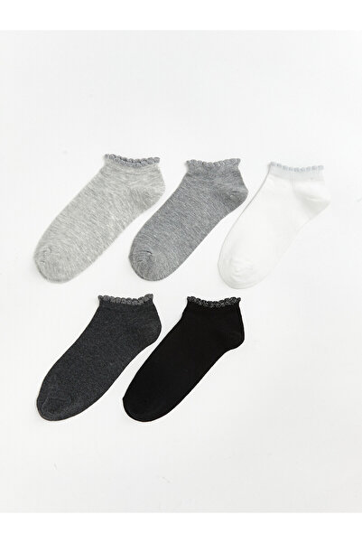 LC Waikiki Alita City Lcw Dream Gray Plain 5-Piece Pack Women's Booties Socks...