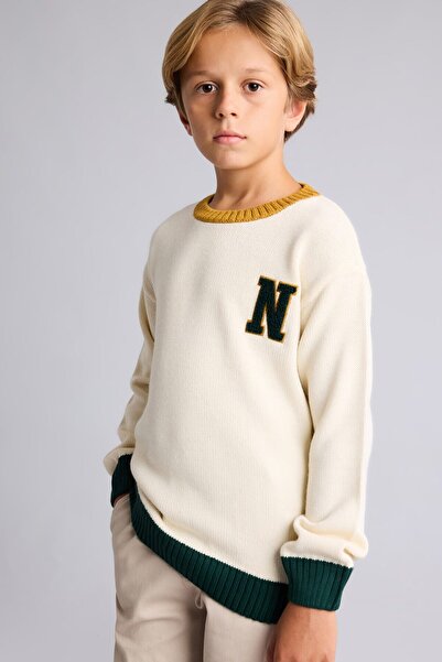 DeFacto Oversize Crew Neck Embroidered Knitwear Sweater for Boys I2018A826Wn