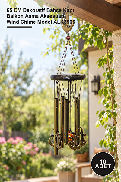 Yenilig 10 Adet Metal Rüzgar Çanı – 65 CM Dekoratif Bahçe Kapı Balkon Asma Aksesuarı, Wind Chime Model ALK3505