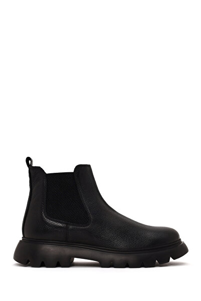 Derimod Men's Black Thick Soled Leather Chelsea Boots Wm620011Df