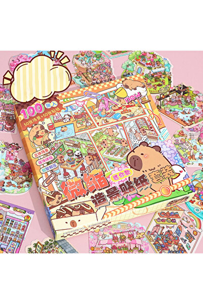 Choice A 100Sheets Miniature Landscape Sticker Set Scene Sticker Collection C...
