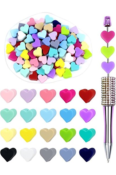 SYOSI 100 PCS Heart Shaped Silicone Beads for DIY Crafting, Bulk Focal Beads ...