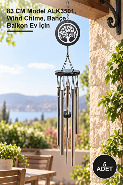 Yenilig 5 Adet Metal Rüzgar Çanı – 83 CM Model ALK3501, Wind Chime, Bahçe Balkon Ev İçin
