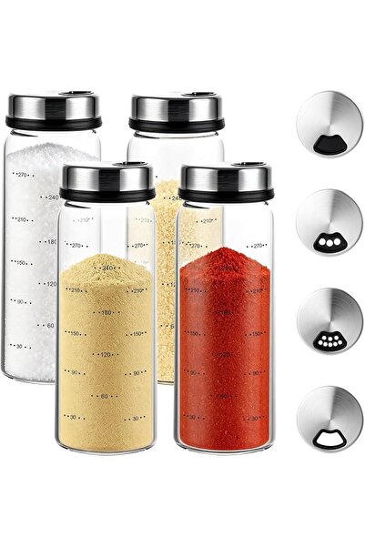 Generic 300ml Airtight Glass Condiment Containers, 4 Modes Adjustable Lids Sa...