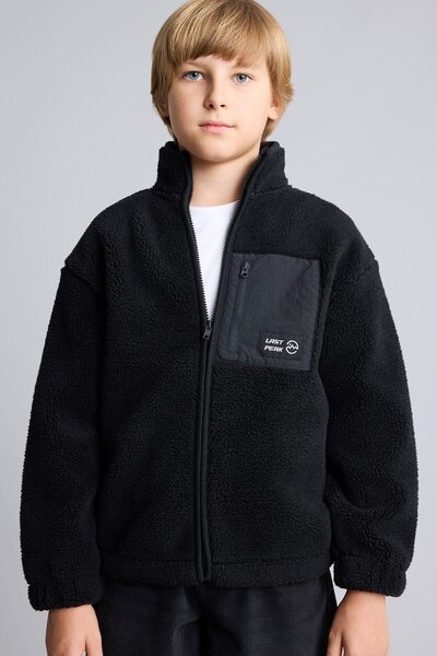 DeFacto High Collar Zippered Pocket Plush Basic Sweatshirt Cardigan for Boys ...