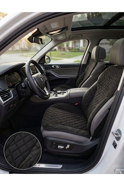 ER-AY OTO TEKSTİL Citroen Berlingo Compatible Tay Tüy Auto Seat Cushion Set-Protection Cover (Front-Rear 3-Piece Set)-Black