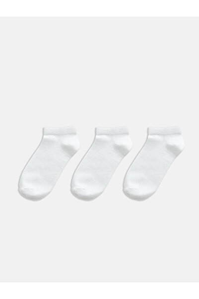 LC Waikiki Nevavm White Plain 3-Pack Men's Bootie Socks with a Difference
