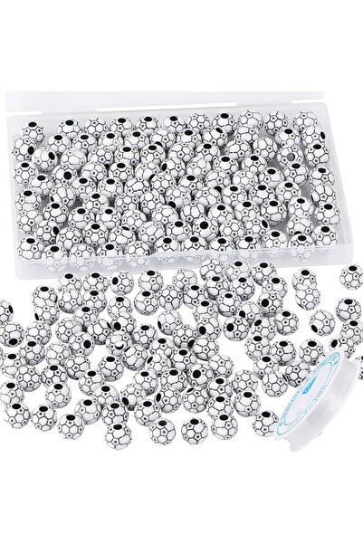 KASTWAVE Soccer Bead for Jewelry Making, 120pcs Acrylic Sports Beads with 5.4...
