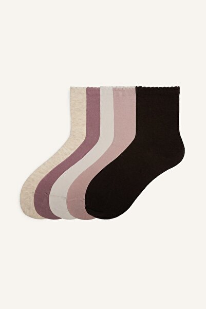 DeFacto 5-Pack Cotton Wavy Edge Long Socks for Girls I5733A8Ns