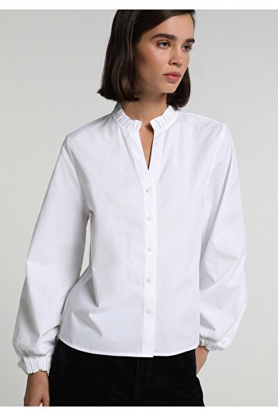 Colin's Fashion Fit Round Neck Plain Women's White Long Sleeve Shirt