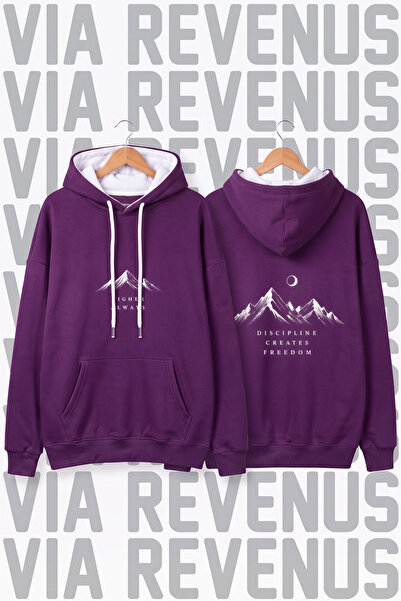 Vordevia Higher Always Printed Wide Fit Hoodie Sweatshirt - 3 Thread Fleece H...