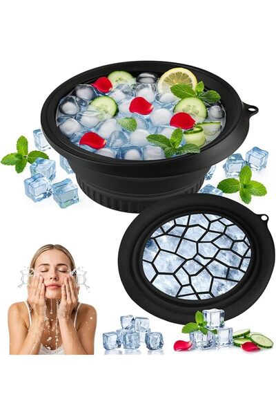 Winever Ice Face Bowl with Built-In Icetray,Foldable Silicone Facial Ice Bath...