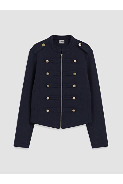 LC Waikiki Lcw Kids Navy Blue Button Detailed Girls' Shirt Jacket with Nevavm...