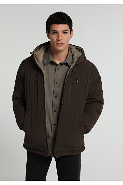 Colin's Double-Sided Regular Fit Hooded Zippered Lined Men's Brown Coat