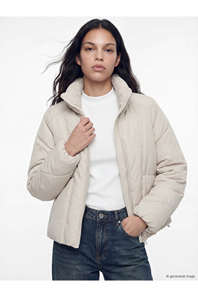 LC Waikiki Alita City Lcw Vision Beige Faux Leather Plain Oversize Women's Le...