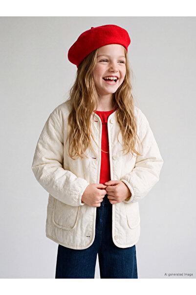 LC Waikiki Alita City Lcw Kids Ecru Embroidered Standard & Regular Girls' Jac...