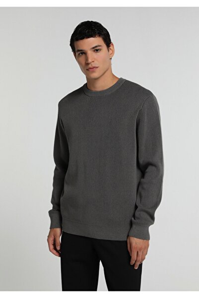 Colin's Regular Fit Round Neck Jacquard Men's Anthracite Sweater