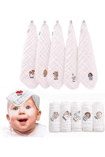 GENERAL Baby Cotton Muslin, Baby Muslin Washcloths, Reusable Wash Cloth, Natu...