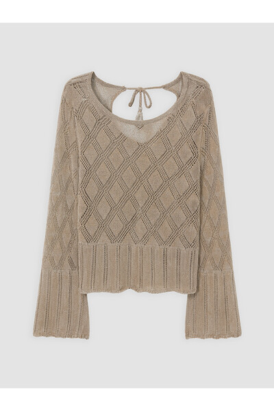 LC Waikiki Nevavm Lcw Comfort Brown Knitwear Openwork Oval Neck Women's Sweat...