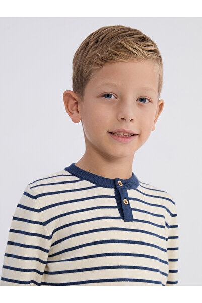 LC Waikiki Alita City Farkıyla Lcw Kids Navy Blue Oval Collar Long Sleeve Boy...