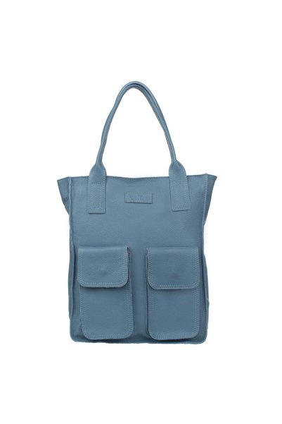 vezze Geantă shopper mare din piele, tip tote, din denim