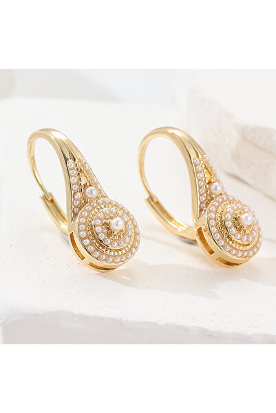 Choice WHITE A398 Elegant Luxury Inlaid Imitation Pearl Golden Plated Drop Ea...