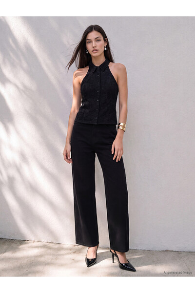 LC Waikiki Alita City Farkıyla Soulife Black Denim Straight Wideleg High Wais...