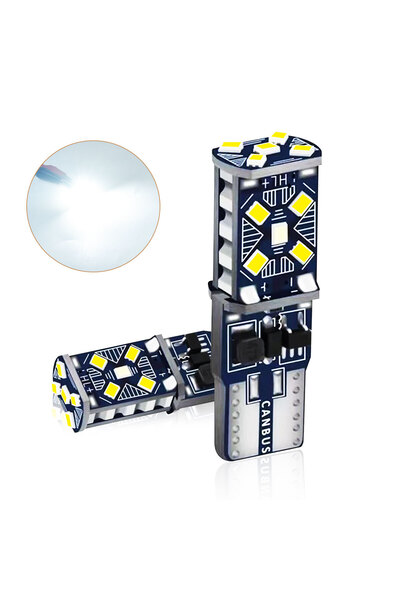 Choice قطعتان أبيضتان من مصابيح LED T10 فائقة القوة 2016 15 SMD W5W 168 كانبو...