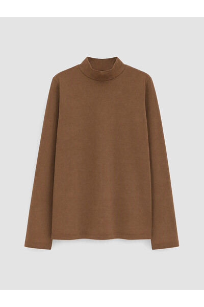 LC Waikiki Two Mt Shop Quality Lcw Kids Brown Turtleneck Girl's T-Shirt